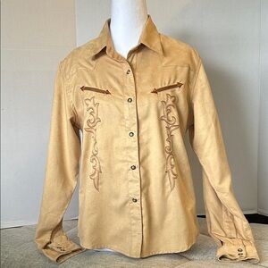 BROOKS & DUNN VINTAGE WESTERN WOMENS PEARL SNAP EMBROIDERED COWGIRL SHIRT SZ M